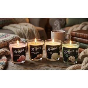 Set Of 4 Scented Candles 3oz. Each  Breyers Straberry,Vanilla fudge,Vanilla,Mint